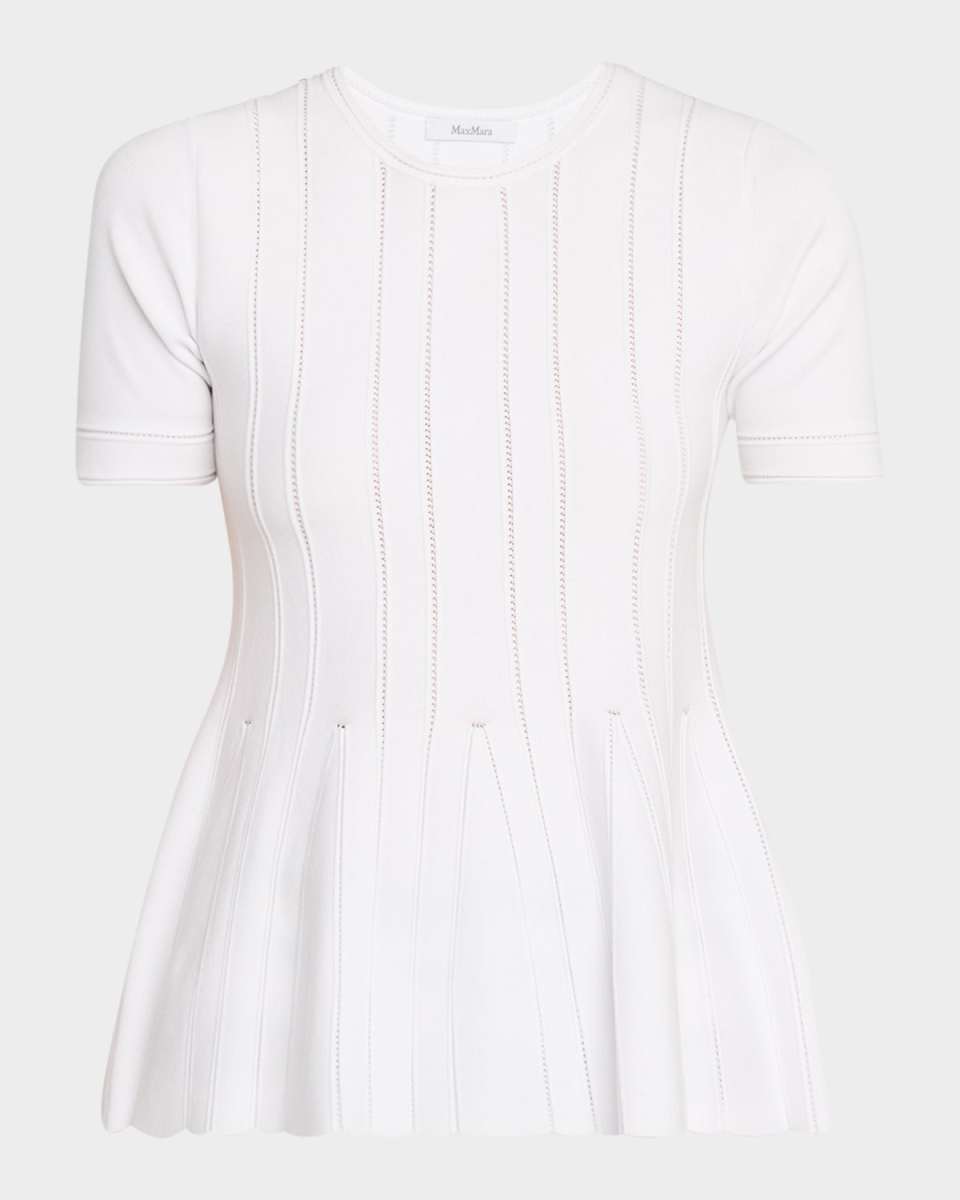 Epoche Pointelle Knit Peplum Top